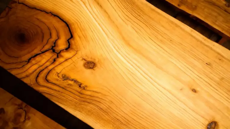 Superficie di un mobile in legno con venature evidenti e macchie scure visibili